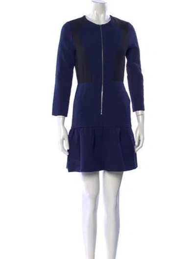 Pre-owned Sandro Crew Neck Mini Dress In Blue