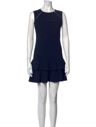 Pre-owned Sandro Crew Neck Mini Dress In Blue