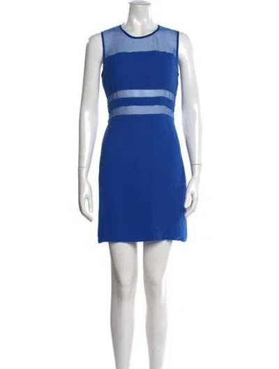 Pre-owned Sandro Crew Neck Mini Dress In Blue