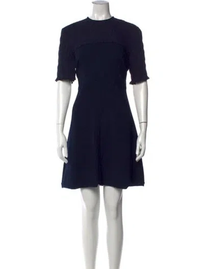 Pre-owned Sandro Crew Neck Mini Dress In Blue
