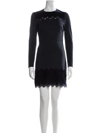 Pre-owned Sandro Crew Neck Mini Dress In Blue