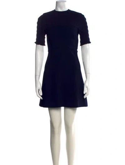Pre-owned Sandro Crew Neck Mini Dress In Blue