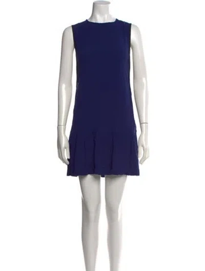 Pre-owned Sandro Crew Neck Mini Dress In Blue
