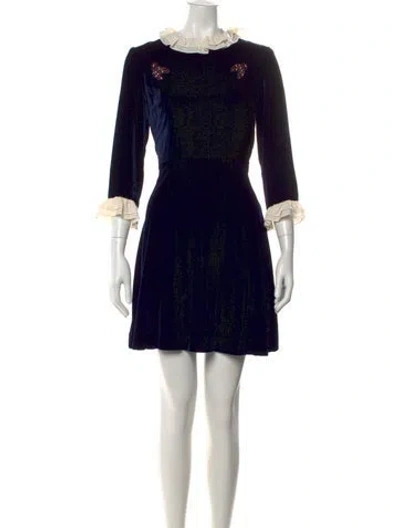 Pre-owned Sandro Crew Neck Mini Dress In Blue