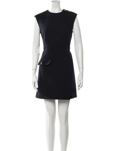 Pre-owned Sandro Crew Neck Mini Dress In Blue