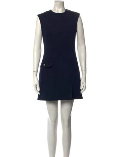 Pre-owned Sandro Crew Neck Mini Dress In Blue