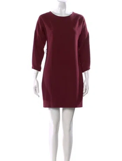 Pre-owned Sandro Crew Neck Mini Dress In Burgundy