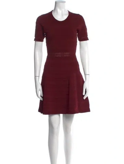 Pre-owned Sandro Crew Neck Mini Dress In Burgundy