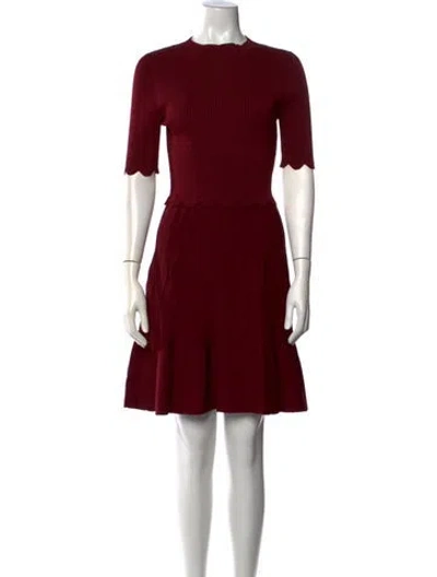 Pre-owned Sandro Crew Neck Mini Dress In Burgundy