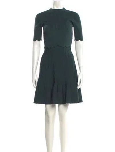 Pre-owned Sandro Crew Neck Mini Dress In Green