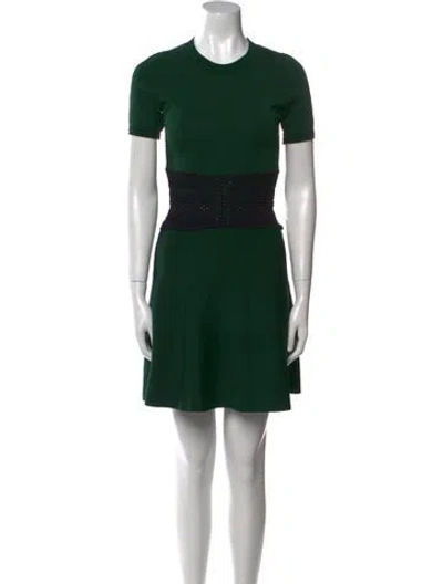 Pre-owned Sandro Crew Neck Mini Dress In Green