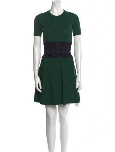 Pre-owned Sandro Crew Neck Mini Dress In Green