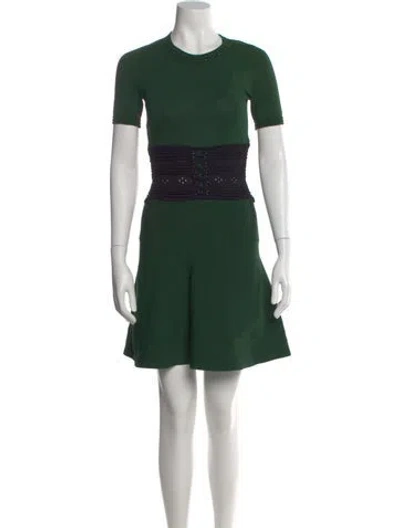 Pre-owned Sandro Crew Neck Mini Dress In Green