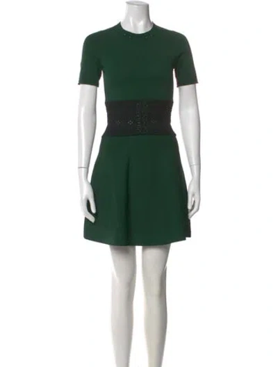 Pre-owned Sandro Crew Neck Mini Dress In Green