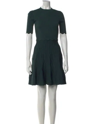 Pre-owned Sandro Crew Neck Mini Dress In Green