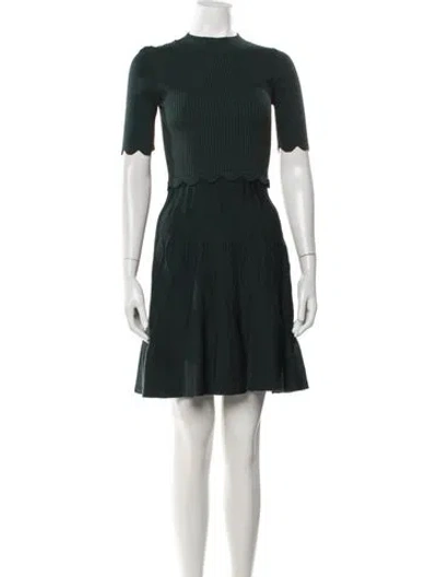 Pre-owned Sandro Crew Neck Mini Dress In Green