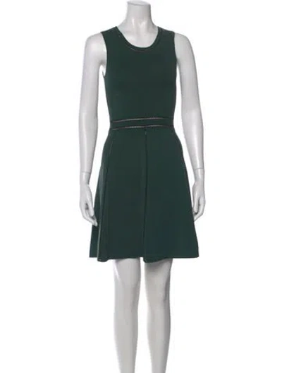 Pre-owned Sandro Crew Neck Mini Dress In Green