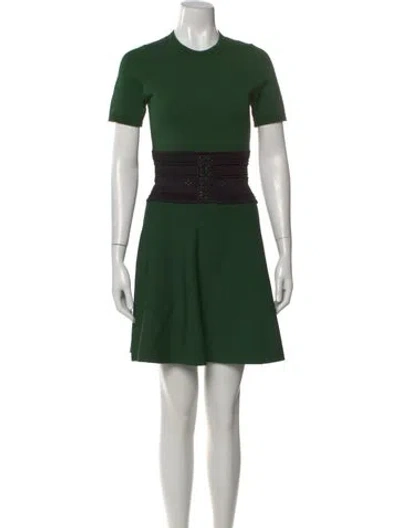 Pre-owned Sandro Crew Neck Mini Dress In Green