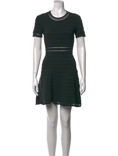 Pre-owned Sandro Crew Neck Mini Dress In Green