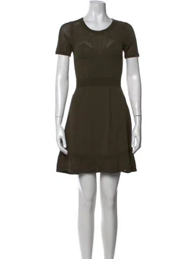 Pre-owned Sandro Crew Neck Mini Dress In Green