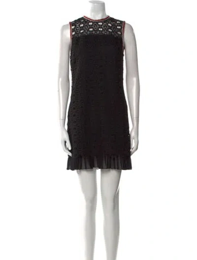 Pre-owned Sandro Crew Neck Mini Dress In Multi