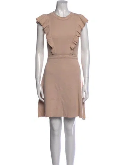Pre-owned Sandro Crew Neck Mini Dress In Neutral