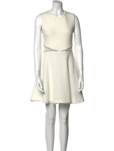 Pre-owned Sandro Crew Neck Mini Dress In Neutral