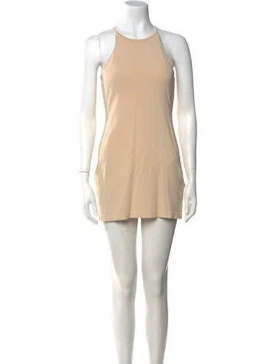 Pre-owned Sandro Crew Neck Mini Dress In Neutral
