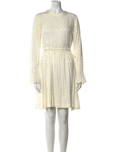 Pre-owned Sandro Crew Neck Mini Dress In Neutral