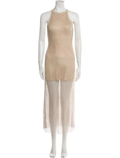 Pre-owned Sandro Crew Neck Mini Dress In Neutral