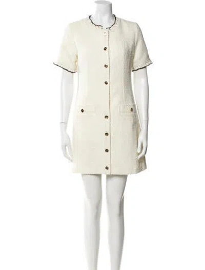 Pre-owned Sandro Crew Neck Mini Dress In Neutral