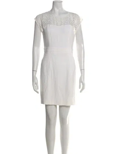 Pre-owned Sandro Crew Neck Mini Dress In Neutral