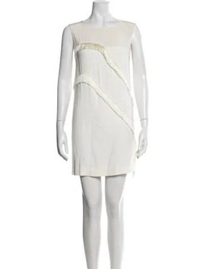 Pre-owned Sandro Crew Neck Mini Dress In Neutrals