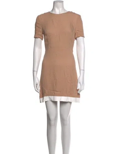 Pre-owned Sandro Crew Neck Mini Dress In Neutrals