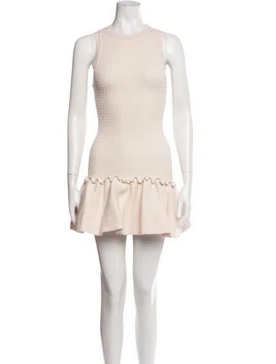 Pre-owned Sandro Crew Neck Mini Dress In Neutrals