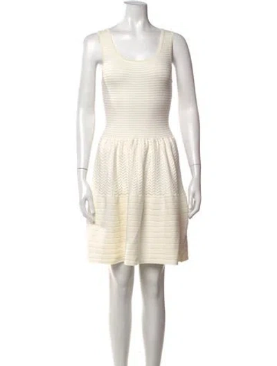 Pre-owned Sandro Crew Neck Mini Dress In Neutrals