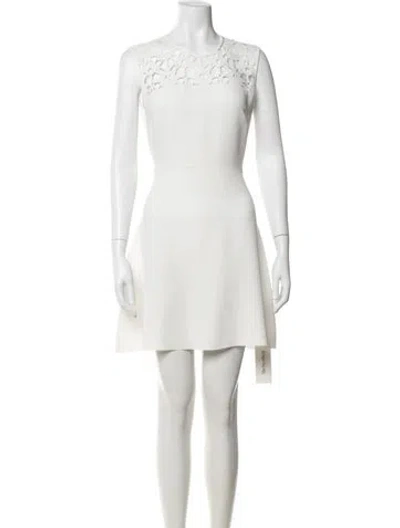 Pre-owned Sandro Crew Neck Mini Dress In Neutrals