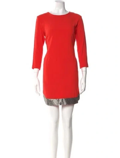 Pre-owned Sandro Crew Neck Mini Dress In Orange