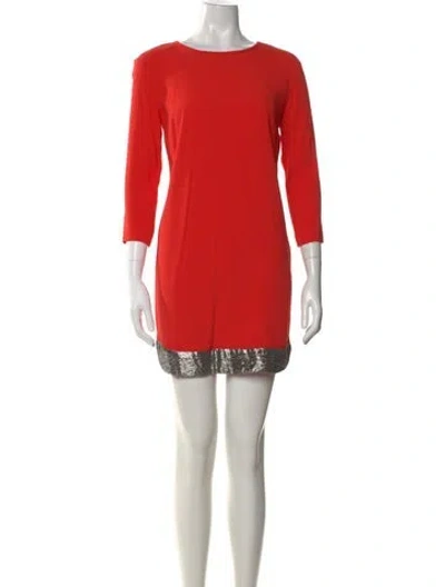 Pre-owned Sandro Crew Neck Mini Dress In Orange