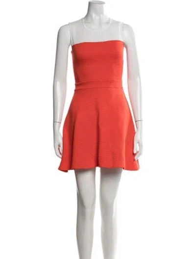 Pre-owned Sandro Crew Neck Mini Dress In Orange