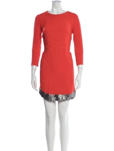 Pre-owned Sandro Crew Neck Mini Dress In Orange
