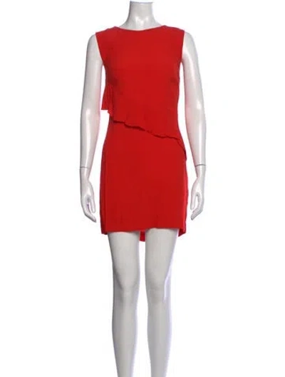 Pre-owned Sandro Crew Neck Mini Dress In Orange/red