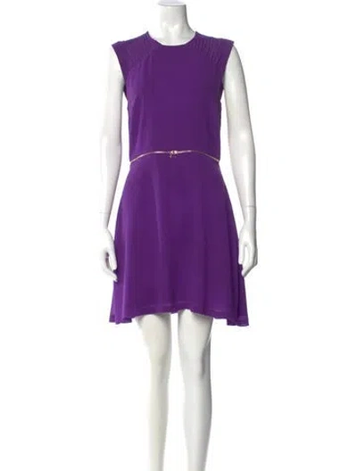 Pre-owned Sandro Crew Neck Mini Dress In Purple