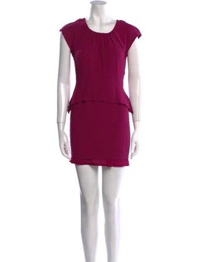 Pre-owned Sandro Crew Neck Mini Dress In Purple