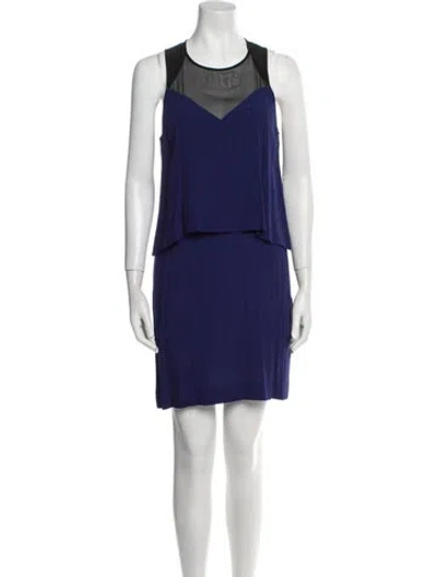 Pre-owned Sandro Crew Neck Mini Dress W/ Tags In Blue