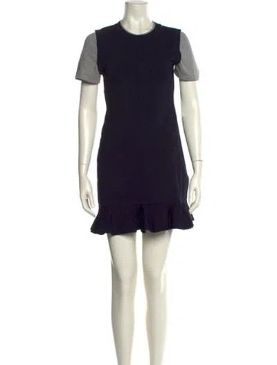 Pre-owned Sandro Crew Neck Mini Dress W/ Tags In Blue