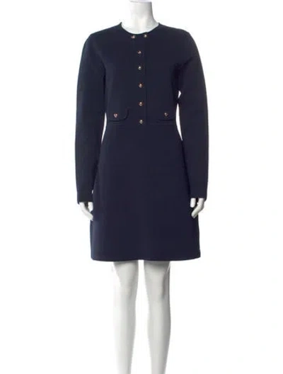 Pre-owned Sandro Crew Neck Mini Dress W/ Tags In Blue