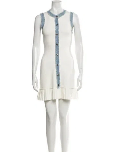 Pre-owned Sandro Crew Neck Mini Dress W/ Tags In White