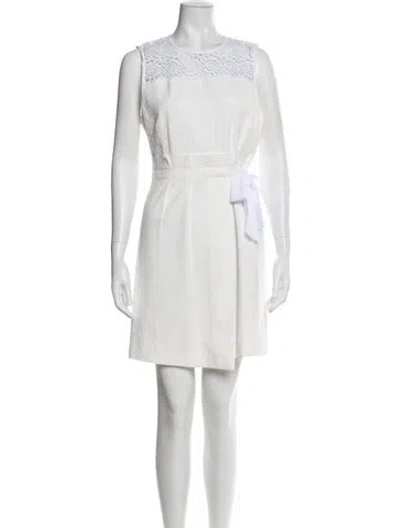 Pre-owned Sandro Crew Neck Mini Dress In White
