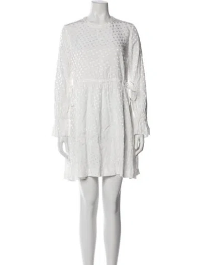 Pre-owned Sandro Crew Neck Mini Dress In White